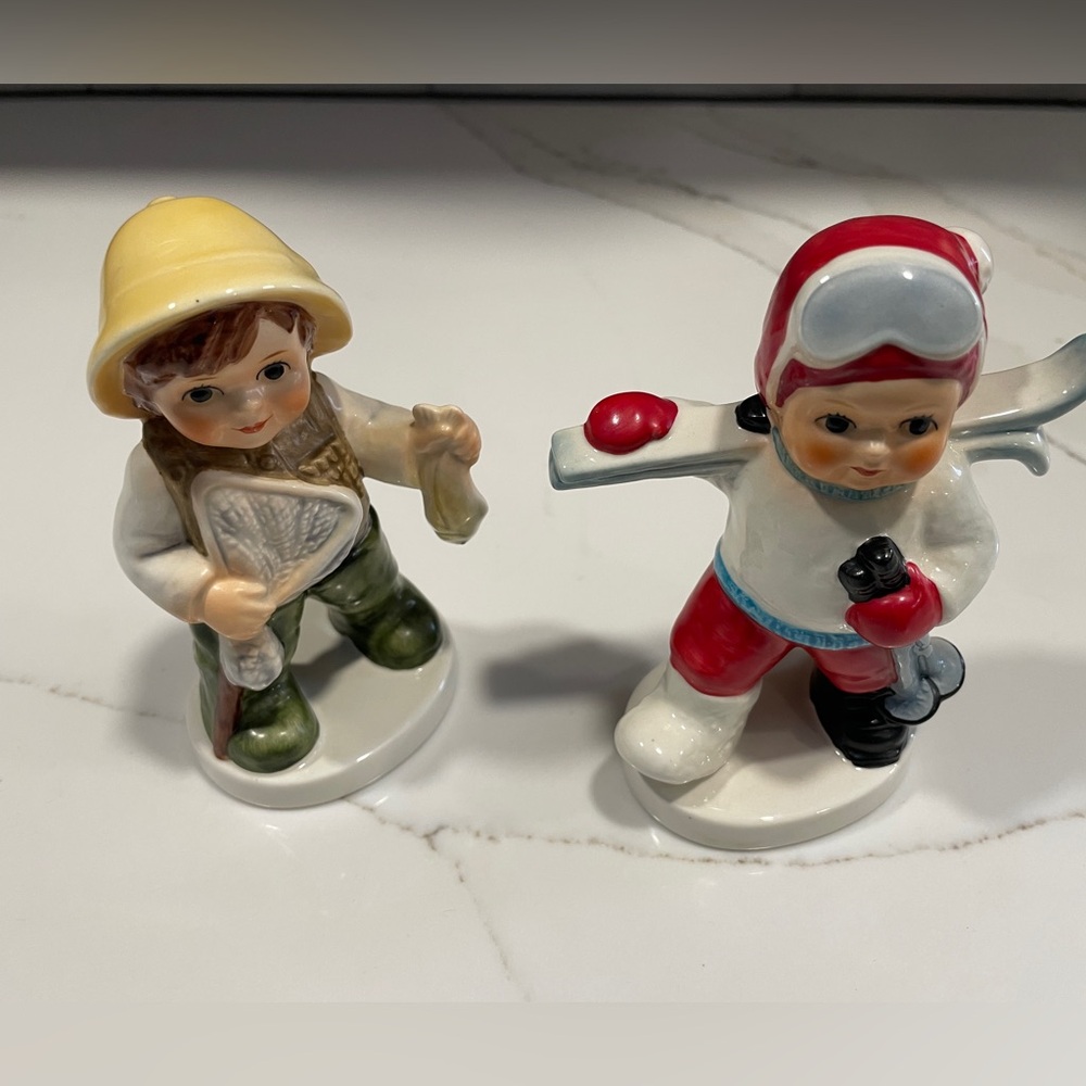Goebel Figurines fisherman and Skier